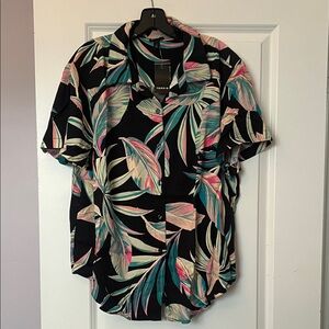 Torrid Black Tropical Print Shirt